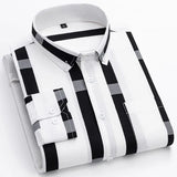 Aidase Spring and Autumn Men's Pointed Neck Loose Button Pocket Printed Stripes Casual Fashion Elegant Commuter Long Sleeve Shirt aidase-shop