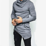AIDASE  -  Spring Autumn New Pile Collar Long Sleeved Solid Color High Street T-Shirts Man Fashion Pocket Patchwork Asymmetrical Pullovers aidase-shop