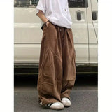 AIDASE  -  Retro Japanese Loose Wide Leg Pants Men's Casual Elastic Waist Trousers Draping Style Workwear Long Trousers for Men And Women aidase-shop