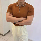 AIDASE  -  Ice Silk Knitted Thin Short Sleeved Men T-shirt Half Sleeved 2025 American Korea Fashion Male Tops Loose aidase-shop