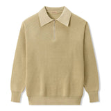 AIDASE  -  Spring Autumn Men's Turn-Down Collar Pullovers Long Sleeve Knitted Sweater Half Zipper Solid Casual Pullovers Man Loose Knitwear aidase-shop