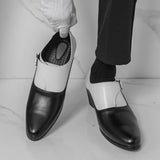 AIDASE  -  Men's High Heel Leather Shoes 5cm Pointed Toe Business Formal Shoes Trendy Hairstylist Style Casual round Toe Leather Shoes aidase-shop
