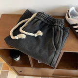 Aidase Gothic Washed Men Solid Color Shorts Plus Size Hip Hop Summer Casual Trunks Male Knee Length Short Pants aidase-shop