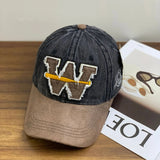 AIDASE  -  Alphabet patch color blocked unisex spring and autumn duckbill cap, outdoor versatile breathable soft top baseball cap aidase-shop