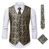AIDASE  -  Men's Paisley Floral Embroidered Vest Suit Waistcoat with Tie New Autumn Fashion European Size Business Formal Dress aidase-shop