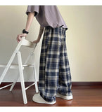 AIDASE  -  Men's Plaid Casual Pants Loose Straight Hong Kong Style Spring Autumn New Fashion Comfortable Breathable Men's Trousers aidase-shop