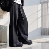 AIDASE  -  Unisex Wide-Leg Trousers - High Waist with Button Fly Pleated Relaxed Fit aidase-shop