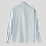 AIDASE  -  Men Striped Shirt Lapel Long Sleeve Loose Casual Men Clothing Streetwear Korean Style Fashion Tops Male Shirts aidase-shop