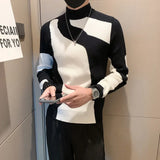 Aidase Autumn/Winter Colored Half Turtleneck Sweater Men Long Sleeve Slim Fit Casual Pullover Social Underlying Knitwear Tops aidase-shop