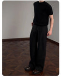 AIDASE  -  Old Money Style Linen Casual Pants for Men, Summer Thin Breathable Lightweight, High Waist, Straight Wide Leg, Micro Flare Suit aidase-shop
