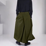 AIDASE  -  Men Wide Leg Pants Solid Color Elastic Waist Joggers Trousers Men Pleated Streetwear Baggy Fashion Casual Pants aidase-shop
