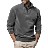 AIDASE  -  Autumn Winter Men Stand Collar Sweatshirt Casual Pullover Tops Fashion Half Zipper Long Sleeve Hoodie Pullover Sweatshirts Man aidase-shop