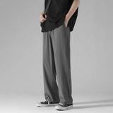 AIDASE  -  Men's Black Ice Silk Wide Leg Pants Thin Man Comfortable Quick Drying Pants Summer Loose Casual Streetwear Loose Trouser Pants aidase-shop