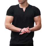 AIDASE  -  Men's Summer New European and American Men's Henley Shirt Solid Button Slim Fit T-shirt for Men aidase-shop