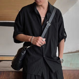 Aidase Mens Casual Light Shirt Wide Leg Pants 2024 New Genderless Fashion Vacation Basics Versatile Solid Color Suit Two-Piece Unisex aidase-shop