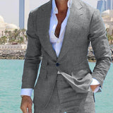 159.03Aidase Fashion Men Linen Suits Peak Lapel One Button Business Formal Groomsmen Wedding Tuxedo Slim Fit 2 Piece Set Jacket Blazer Pants aidase-shop