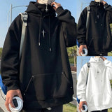 AIDASE  -  Men'S High Neck Hooded Sweatshirt Stand High Street Spring And Long Sleeved Handsome Loose Top Hooded Sweat Shirt aidase-shop