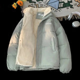 AIDASE  -  Hiphop Down Padded Jacket for Female Couples Cotton Jacket Added Velvet Winter New Stand Up Collar Bread Coat Unisex Letter Top aidase-shop