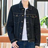 Aidase Denim Jackets Man Black Short Jeans Coat for Men Casual Slim Button G New in Original Korea Winter Oversize Size L Outwear Large aidase-shop