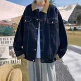 AIDASE  -  Retro American Denim Jacket for Men Oversize Loose Casual Spring Autumn Workwear Style Washed out Jacket Loose Fit Jeans Jacket aidase-shop