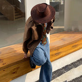 Aidase Mens Autumn Classic Retro Motorcycle Western Denim Distressed Pu Leather Jacket Korean Style Trendy Casual Jacket Unisex aidase-shop