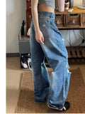 AIDASE  -  Retro American Sle Wide Leg Jeans Men Women Spring Loose Slim Straight Casual Denim Pants Torn Hole Youth Trend Summer aidase-shop