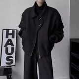 AIDASE  -  Casual Loose Short Black Collar Jacket for Men Stylish Simple Korean Version Versatile Top Outerwear Fashionable Personality aidase-shop