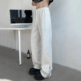 AIDASE  -  Drawstring Men Sweatpannts American Style Solid Color Elastic Waist Bottom Zipper Patchwork Straight Male Trousers 24K2733 aidase-shop