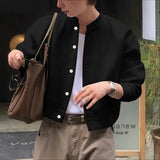 AIDASE  -  Men Jackets Solid Color Stand Collar Long Sleeve Button Men Coats Streetwear Loose Korean Style Fashion Casual Outerwear aidase-shop