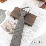 AIDASE  -  8cm British Style Casual Brown Khaki Plaid Clip Ties For Men Adult Polyester Wool Solid Gray Necktie Business Free Knot Lazy Tie aidase-shop