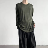 AIDASE  -  Autumn New Men's Solid Color Long-Sleeved T-Shirt American Retro Fashion Trend Casual Simple Loose Breathable Niche Men's Tops aidase-shop