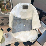 AIDASE  -  Oversized Loose 100% Cotton T Shirt  For Men Patchwork O Neck Short Sleeve Tee Top Streetwear Summer Fashion Casual T-Shirts Fat aidase-shop