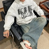 31.77Aidase Fashionable Korean Loose Retro Sweatshirt Autumn Winter Casual Plus Velvet Y2K Round Neck Printed Pullover Slimming Sweatshirt aidase-shop