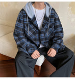 AIDASE  -  Autumn Retro Plaid Shirt American Trend Hooded Casual Men's Jacket Fashion Loose Long-sleeved Men Women Clothing aidase-shop