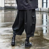 AIDASE  -  Men's Black Oversized Cargo Harem Pants - Multi-Pocket Dark Techwear Style aidase-shop