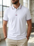 AIDASE  -  Spring Summer Daily Casual Mens Polos Short Sleeve Buttoned Turn-down Collar Tops Vintage Men Striped Patchwork Polo Shirt aidase-shop