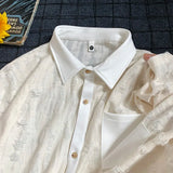 Aidase Men Streetwear Hollow Hole Short-sleeved T-shirt Hip Hop Single-breasted Short-sleeved Shirt Summer Trendy Couple Fashion Tops