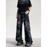 AIDASE  -  Retro Chinese Design Embroidered Dragon Pattern Loose Casual Straight Leg Slimming Long Jeans for Men New Trendy Style aidase-shop