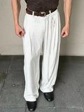 AIDASE  -  Fashionable Mens Stripe Print Trousers Summer Daily Leisure Breathable Loose Straight Bottoms For Men Vintage Pleated Pants aidase-shop