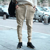 AIDASE  -  Autumn Casual Men's Loose-Fit Drawstring Knit Trousers Unique Color Block Style Sports Casual Trousers aidase-shop