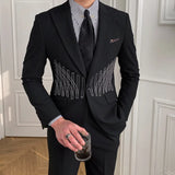 Aidase High Quality Embroidery Patterns Suit Two Piece Wedding Party Suit Groom Banquet Suit Slim Costume Homme Mariage aidase-shop