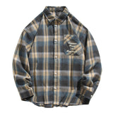 AIDASE  -  Mens Loose And Handsome Plaid Long Sleeved Shirt Plus Size Fashionable Casual Fashion Wrinkle-Free Formal Dress Men'S Shirt aidase-shop