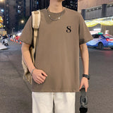 AIDASE  -  Men's T-Shirt 2025 Summer Trendy Personalized Letter Print Design Short Sleeve Round Neck Tees Versatile Menswear aidase-shop