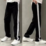 AIDASE  -  Autumn New Style Jeans Men's Trendy Loose Side Strip Webbing Straight Pants for Youth Versatile Washing Wide-leg aidase-shop