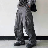 Aidase Black Baggy Cargo Pants Fashion Harajuku Straight Trousers Men's Y2K Vintage Baggy Casual Pocket Streetwear Hip Hop Korean Style