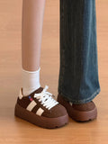 AIDASE  -  Woman Casual Sneakers Spring Fashion Round Toe Lace Up Platform Height Increase Flat Shoes Outdoor Trendy Versatile Chunky Flats aidase-shop