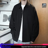 AIDASE  -  Japanese Sle White Long Sve Casual irt for Men Youthful Feeling Outerwear Trendy Brand College Sle Loose Fit aidase-shop