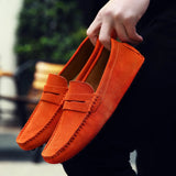 AIDASE  -  Large Size Men's Casual Bean Bean Shoes Faux Suede Cowhide Lazy Shoes Breathable Rubber Sole Comfortable Low Cut Slip-On aidase-shop