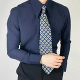 AIDASE  -  New High Quality Lapel Men Shirt Wrinkle-Free Slim Fit Business Casual Shirt Solid Color Retro Gray Men Dress Shirt aidase-shop