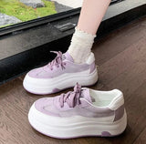 AIDASE  -  Spring New Women's Platform Wedge Sneakers Thick Sole Height Increasing Casual Fashion Versatile Lace up Board Shoes aidase-shop